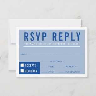 RSVP ANTWOORDT OP modern blok koninklijk blauw