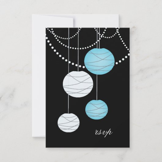 RSVP Aqua Blue Paper Lanterns Cartes de Mariage (Devant)