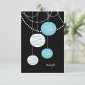 RSVP Aqua Blue Paper Lanterns Cartes de Mariage (Debout devant)