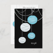 RSVP Aqua Blue Paper Lanterns Cartes de Mariage (Devant / Derrière)