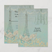 RSVP Aqua Vintage Paris Mariage élégant parisien (Devant / Derrière)