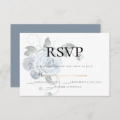 RSVP | Aquarelle Dusty Blue Floral Mariage (Devant / Derrière)