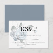 RSVP | Aquarelle Dusty Blue Floral Mariage (Devant / Derrière)