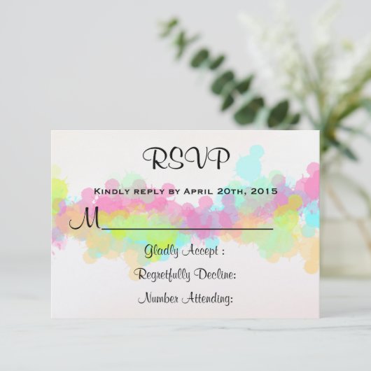 RSVP Aquarelle Splatter Colorful Abstract Design (Debout devant)