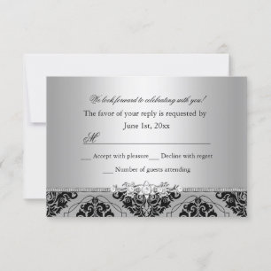 RSVP Argent et Damassé Noir avec Bijou