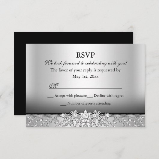 RSVP Argent & Noir Diamant (Devant / Derrière)