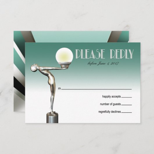 RSVP Art Déco Glam Nouveau | sarcelle (Devant / Derrière)