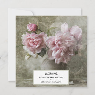 *~* RSVP Art Peony Floral AR23 QR WEDDING Kaart