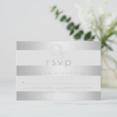RSVP au mariage | Monogramme aux rayures argentées (Debout devant)