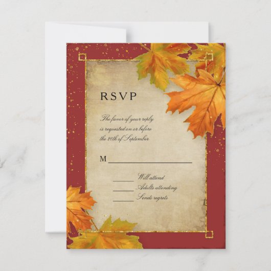 RSVP Automne Tomber Feuille Élégant Mariage (Devant)