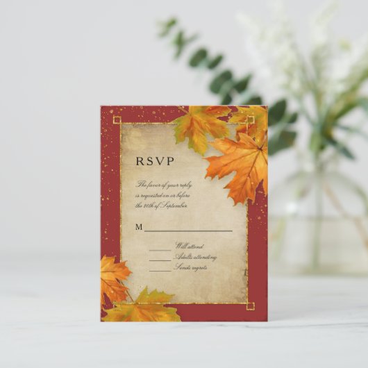 RSVP Automne Tomber Feuille Élégant Mariage (Debout devant)