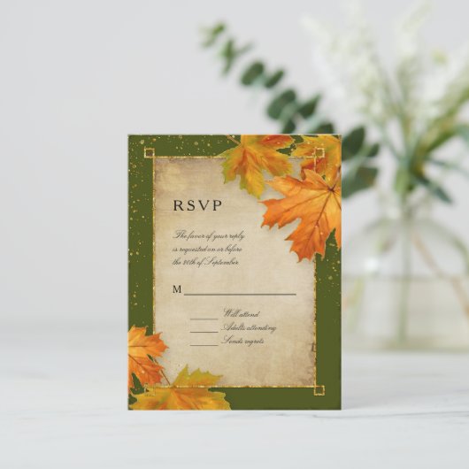 RSVP Automne Tomber Feuille Élégant Mariage (Debout devant)