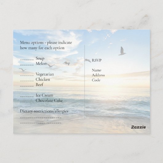 RSVP avec Menu Modèle Beach Destination Côté (Dos)