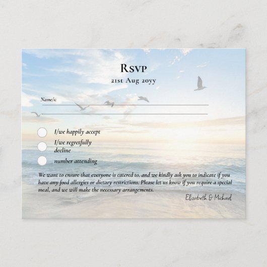 RSVP avec Menu Modèle Beach Destination Côté (Devant)