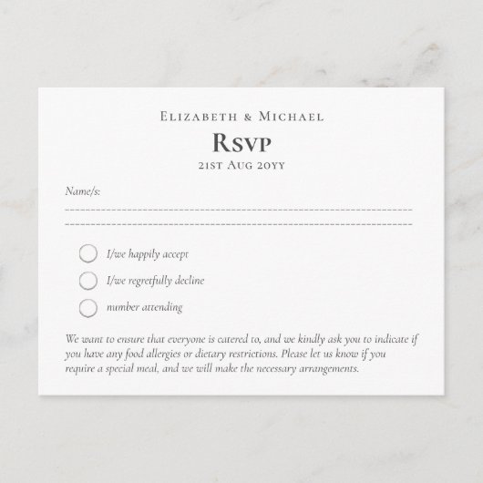 RSVP avec Modèle de menu Ajouter ses propres coule (Devant)