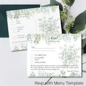RSVP avec Modèle de menu Boho feuille de verdure r