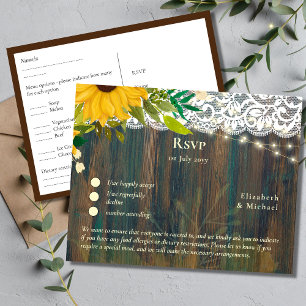 RSVP avec modèle de menu   Tournesols rustiques de