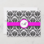 RSVP avec Monogramme noir et rose chaud Damas (Dos)