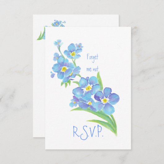 RSVP avec Oubliez-moi pas, Fleur aquarelle (Devant / Derrière)