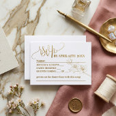 RSVP avec Whimsy : Gold Flower & Script Reply Card