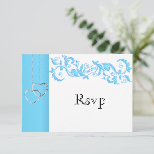 RSVP Baby Blauwe Bloemen Wervel en Wit (Staand voorkant)