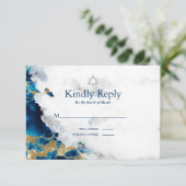 RSVP Bar Mitzvah Blue Sapphire Aquarelle Geode (Debout devant)