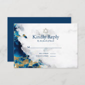 RSVP Bar Mitzvah Blue Sapphire Aquarelle Geode (Devant / Derrière)