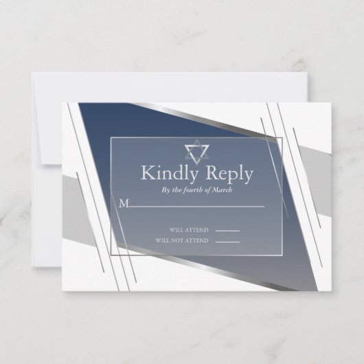 RSVP Bar Mitzvah Modern Silver Slate Blue (Voorkant)