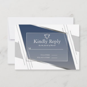 RSVP Bar Mitzvah Modern Silver Slate Blue Kaartje