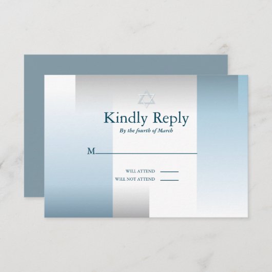 RSVP Bar Mitzvah moderne Silver bleu géométrique (Devant / Derrière)