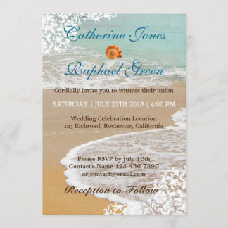 RSVP Beach Wedding Invitation Card Kaart