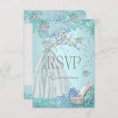 RSVP Beantwoorden Quinceanera Zachte Blauwgroen Ti (Voorkant / Achterkant)