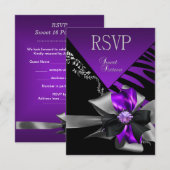 RSVP Beantwoorden Sweet 16 Zebra Paarse Black Silv (Voorkant / Achterkant)