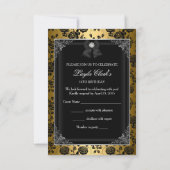 RSVP Beantwoorden Tiara & Bow Gold Sweet 16 (Achterkant)