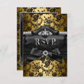 RSVP Beantwoorden Tiara & Bow Gold Sweet 16 (Voorkant / Achterkant)