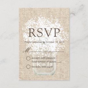 RSVP Bébé's Breath Mason Jar Rustic Mariage