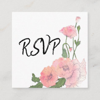 RSVP-behuizing - handgeschreven script / roze bloe Informatiekaartje