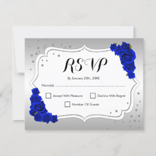 RSVP Birthday Party - Royal Blue Silver Kaart