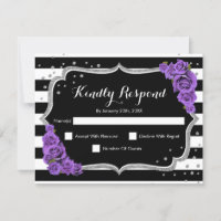 RSVP Birthday Party - Silver Black Paars Card