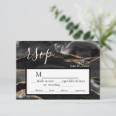 RSVP Black Agaat Formal Gold Glitter Response Kaar (Staand voorkant)