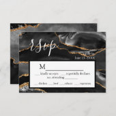 RSVP Black Agaat Formal Gold Glitter Response Kaar (Voorkant / Achterkant)