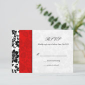 RSVP Black and Red Damask Wedding RSVP (Staand voorkant)