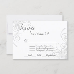 RSVP blanc et gris clair avec choix de menu