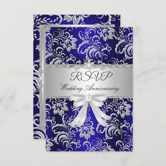 RSVP Blauwe bloemboog 25ste huwelijksjubileum (Voorkant / Achterkant)