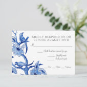 RSVP Bleu Chinoiserie Floral Asiatique Aquarelle (Debout devant)