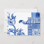 RSVP Bleu Chinoiserie Floral Asiatique Aquarelle (Dos)