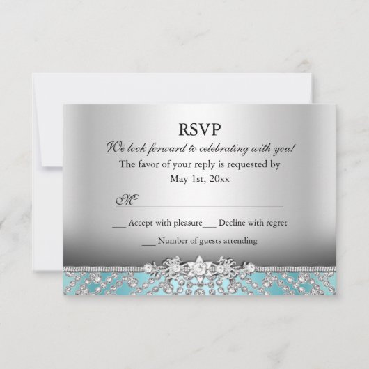 RSVP bleu diamant élégant (Devant)