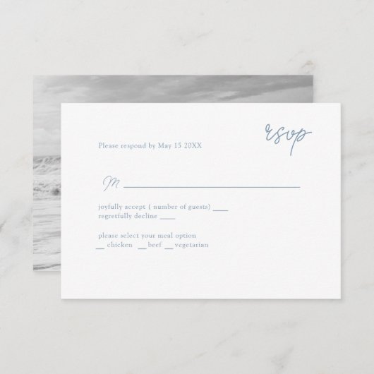 RSVP bleu poussiéreux à écriture minimale (Devant / Derrière)