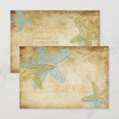 RSVP BLUE STARFISH WEDDING INVITATIONS KAARTJE (Voorkant / Achterkant)