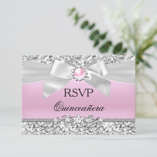 RSVP Blush Parties scintillant rose Pearl Bow Quin (Debout devant)